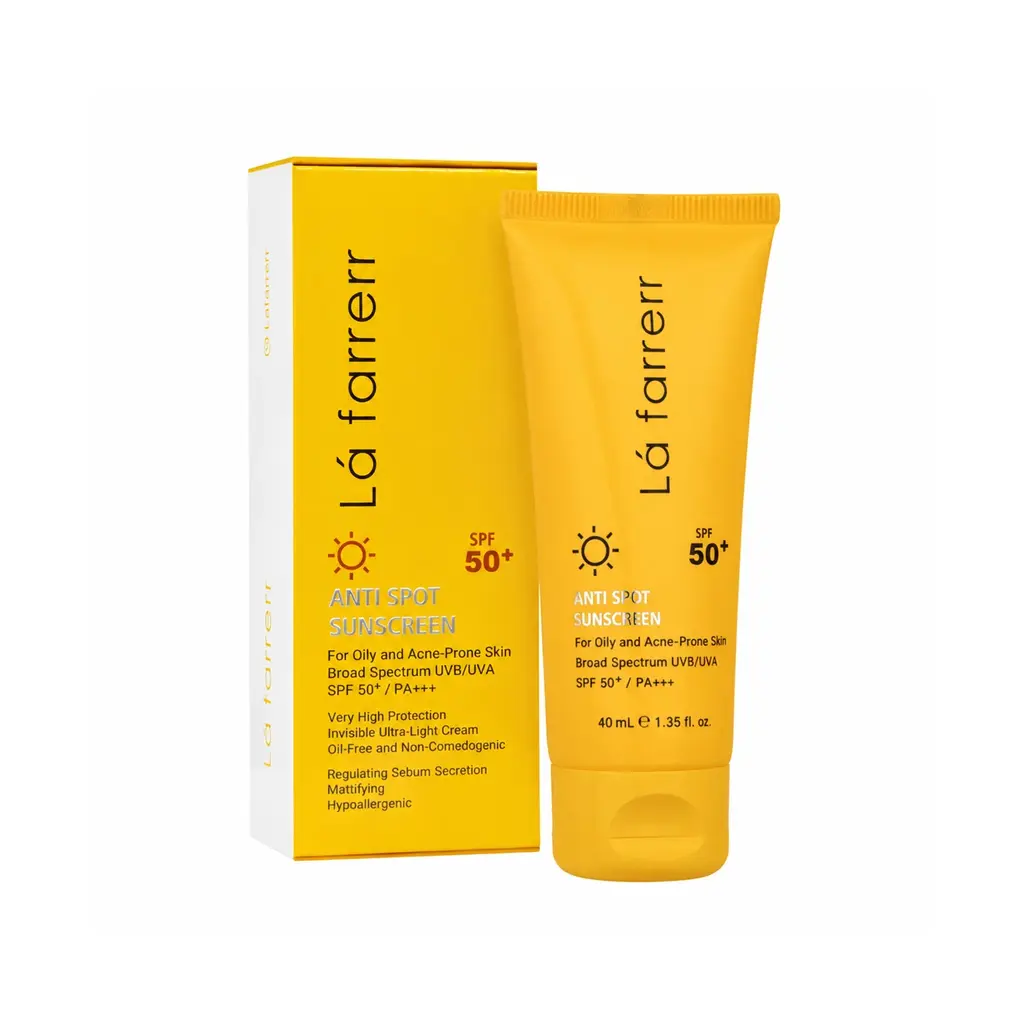کرم ضد آفتاب و ضد لک SPF50 پوست چرب بی رنگ 40 میلی لیتر لافارر